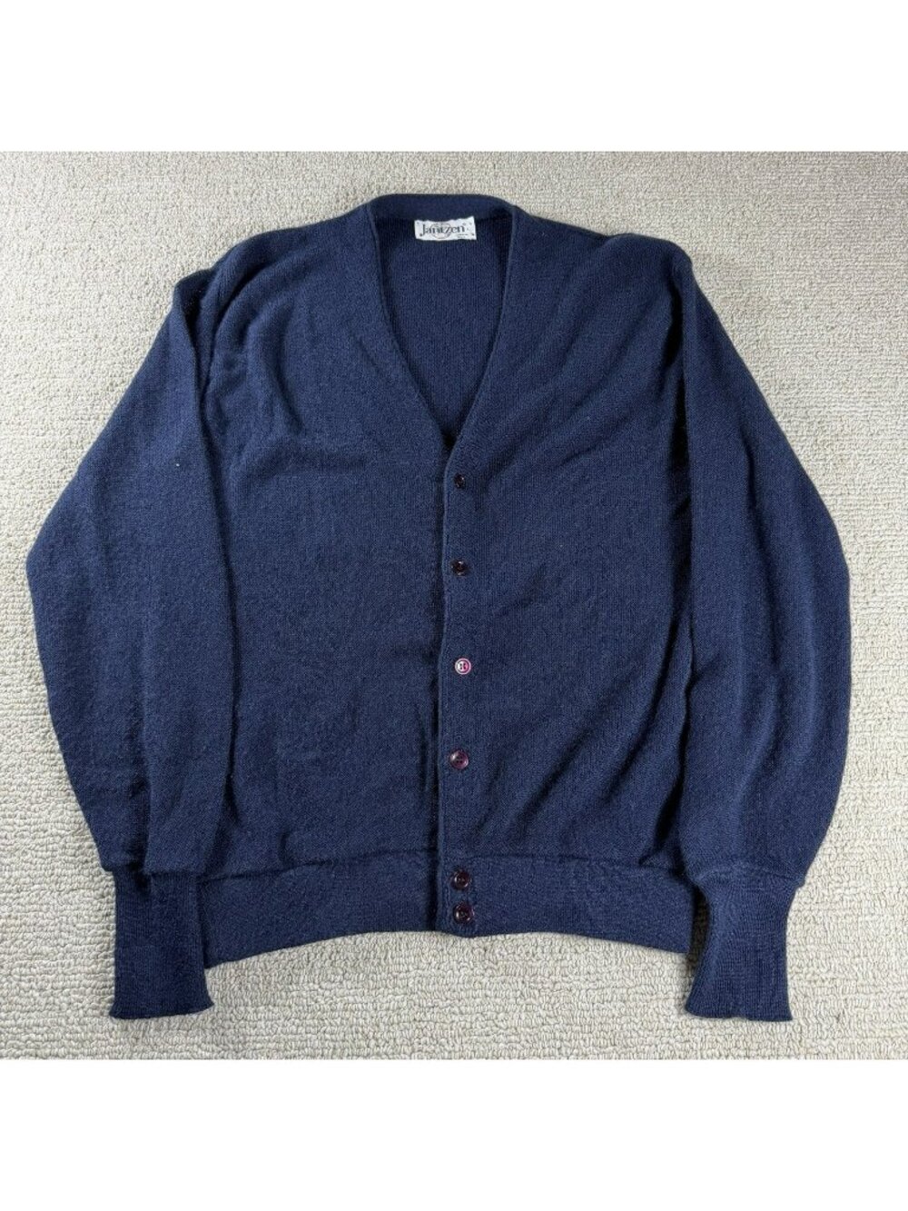 Vintage Jantzen Six Button Cardigan Sweater Blue Men’s Size Large